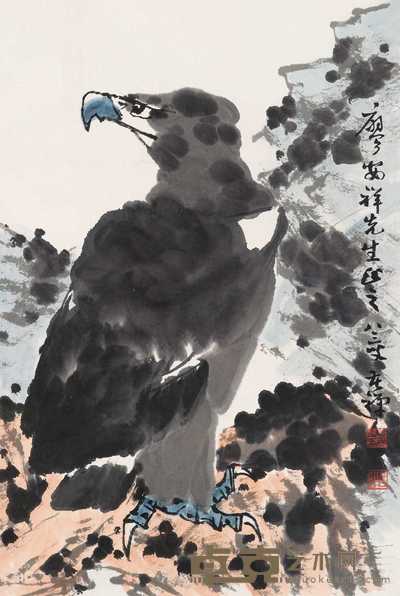 李苦禅 苍鹰图 立轴 68.5×45.8cm